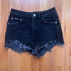 Zara Black Jean Shorts Distressed High-Waisted